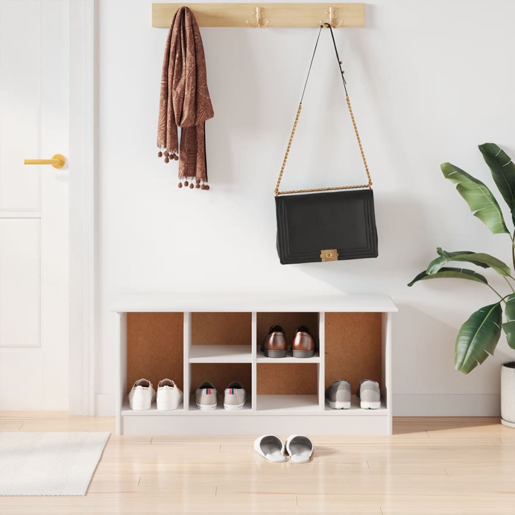 Schoenenbankje ALTA 100x35x45 cm massief grenenhout wit is nu te koop bij PeponiXL, paradijselijk wonen!