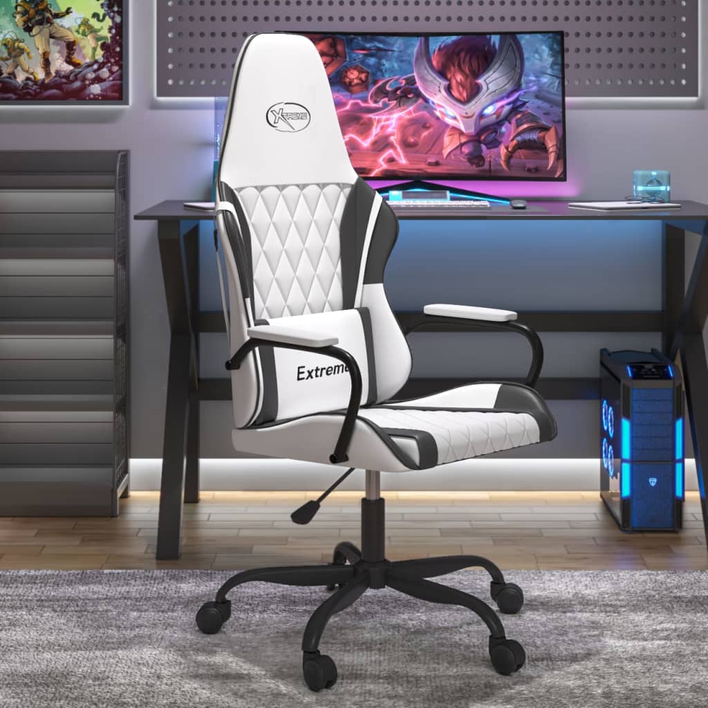 Gamestoel kunstleer wit en zwart is nu te koop bij PeponiXL, paradijselijk wonen!