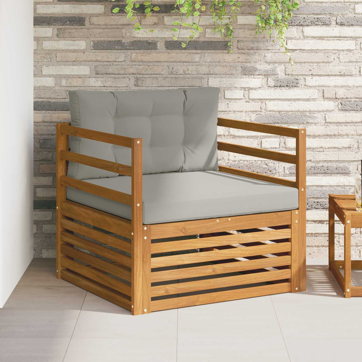 Tuinbank Massief Acaciahout en Polyester Naturel en lichtgrijs is nu te koop bij PeponiXL, paradijselijk wonen!