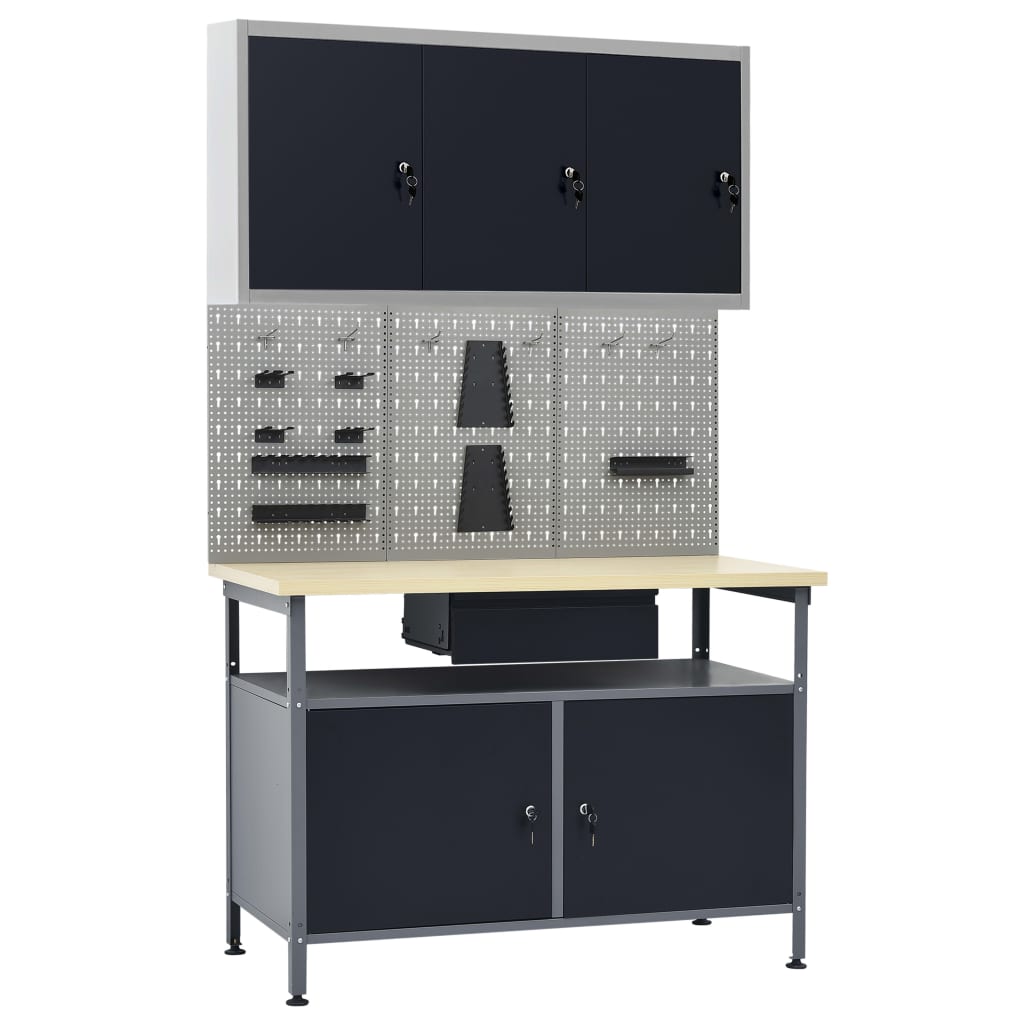 Werkbank met drie wandpanelen en een kast is nu te koop bij PeponiXL, paradijselijk wonen!