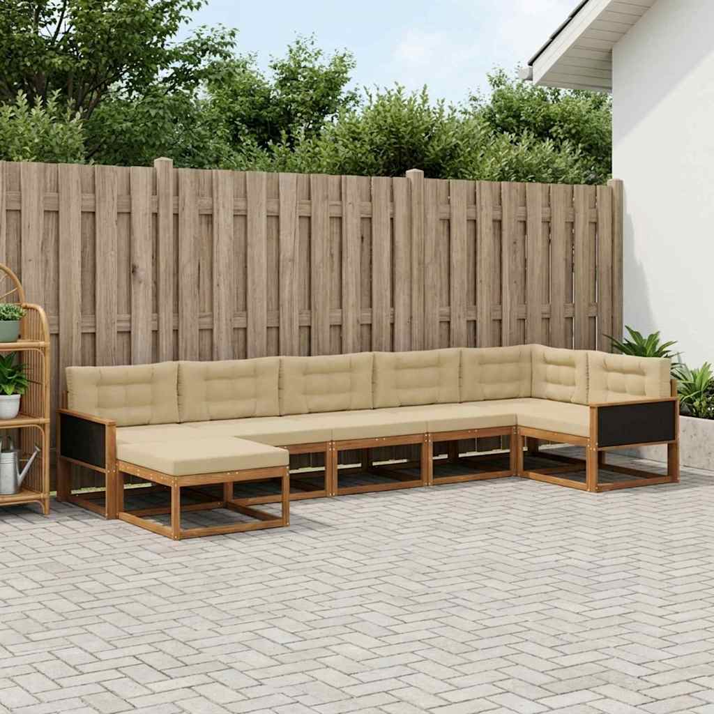 Buiten bankenset met kussen 7 pcs Natuurlijk en Beige is nu te koop bij PeponiXL, paradijselijk wonen!