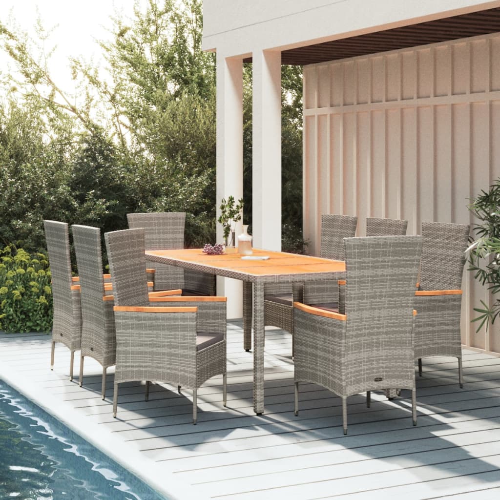 9-delige Tuinset met kussens poly rattan grijs is nu te koop bij PeponiXL, paradijselijk wonen!