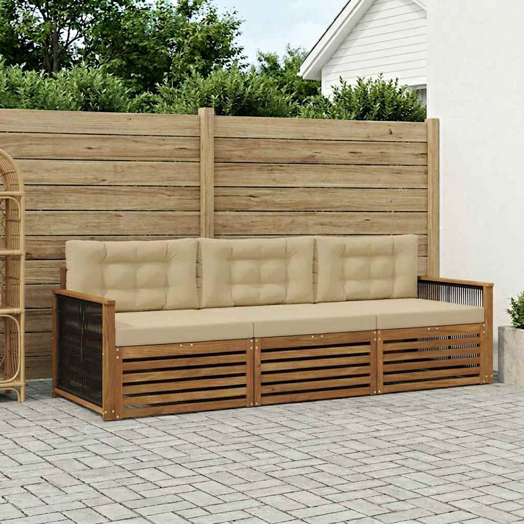 Buiten bankenset met kussen 3 pcs Natuurlijk en Beige is nu te koop bij PeponiXL, paradijselijk wonen!