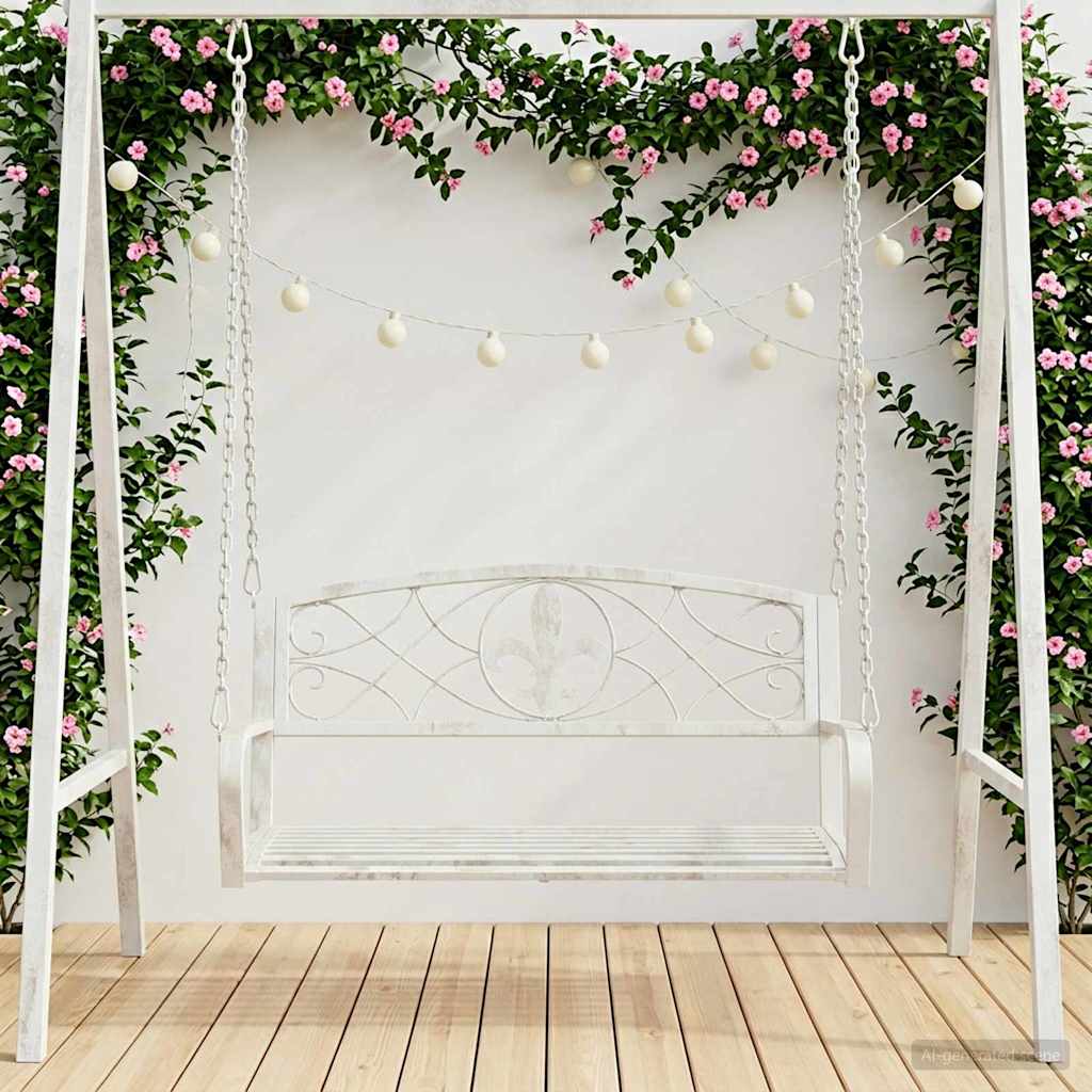 Schommelbank Staal 110,5 x 59 x 55 cm Antiek wit is nu te koop bij PeponiXL, paradijselijk wonen!
