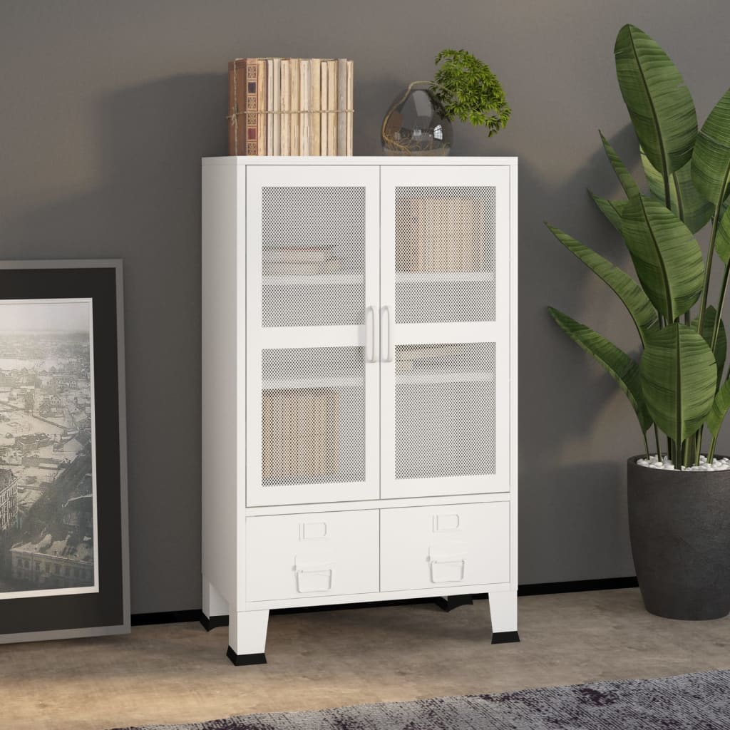Opbergkast industrieel 70x40x115 cm metaal wit is nu te koop bij PeponiXL, paradijselijk wonen!
