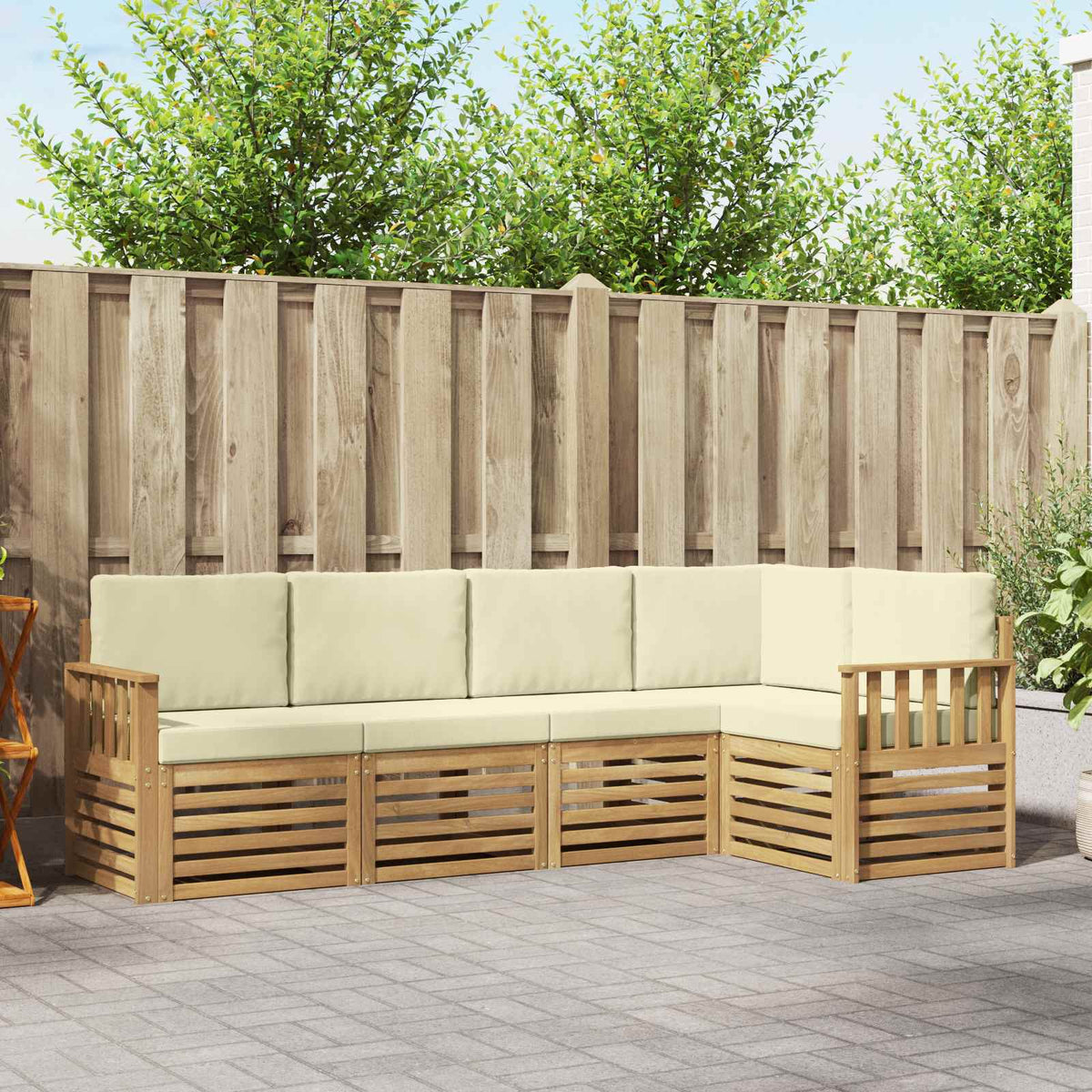 Buiten bankenset 5 pcs Wit en crèmekleurig 247 x 128,5 x 73 cm is nu te koop bij PeponiXL, paradijselijk wonen!