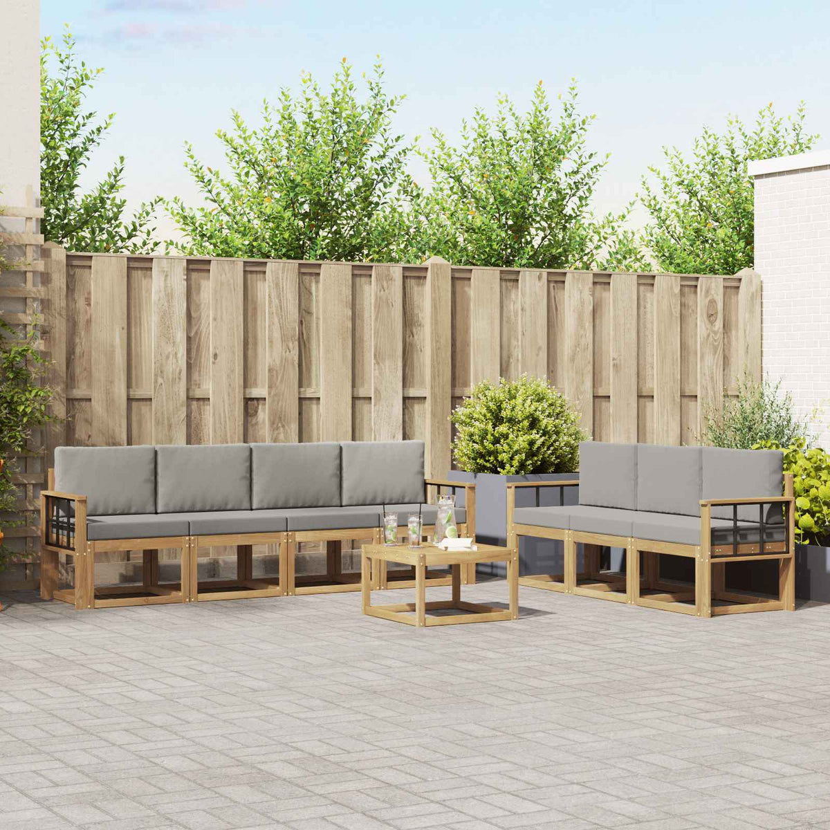 Buiten bankenset 8 pcs Wit en Lichtgrijs 59 x 59 x 37 cm is nu te koop bij PeponiXL, paradijselijk wonen!