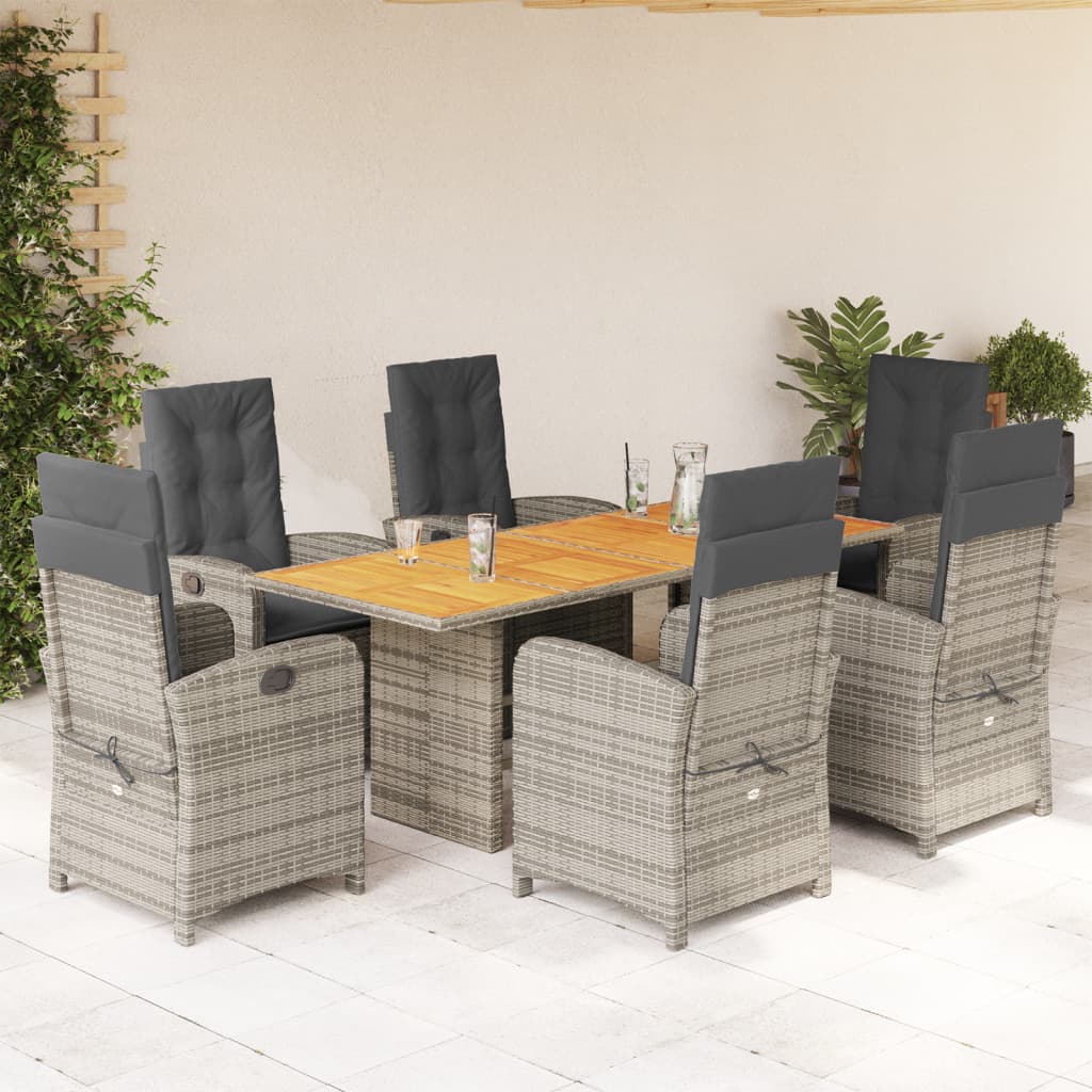 7-delige Tuinset met kussens poly rattan grijs is nu te koop bij PeponiXL, paradijselijk wonen!