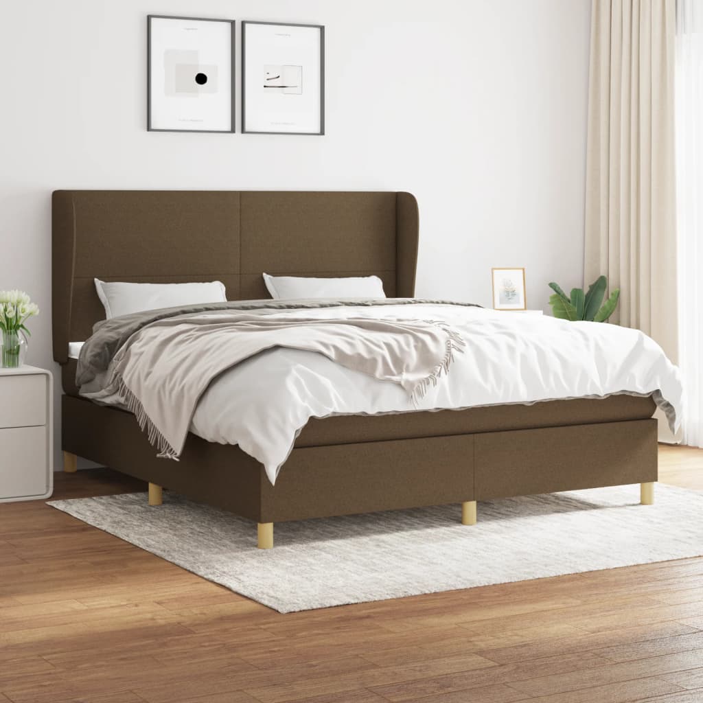 Boxspring met matras stof donkerbruin 160x200 cm is nu te koop bij PeponiXL, paradijselijk wonen!