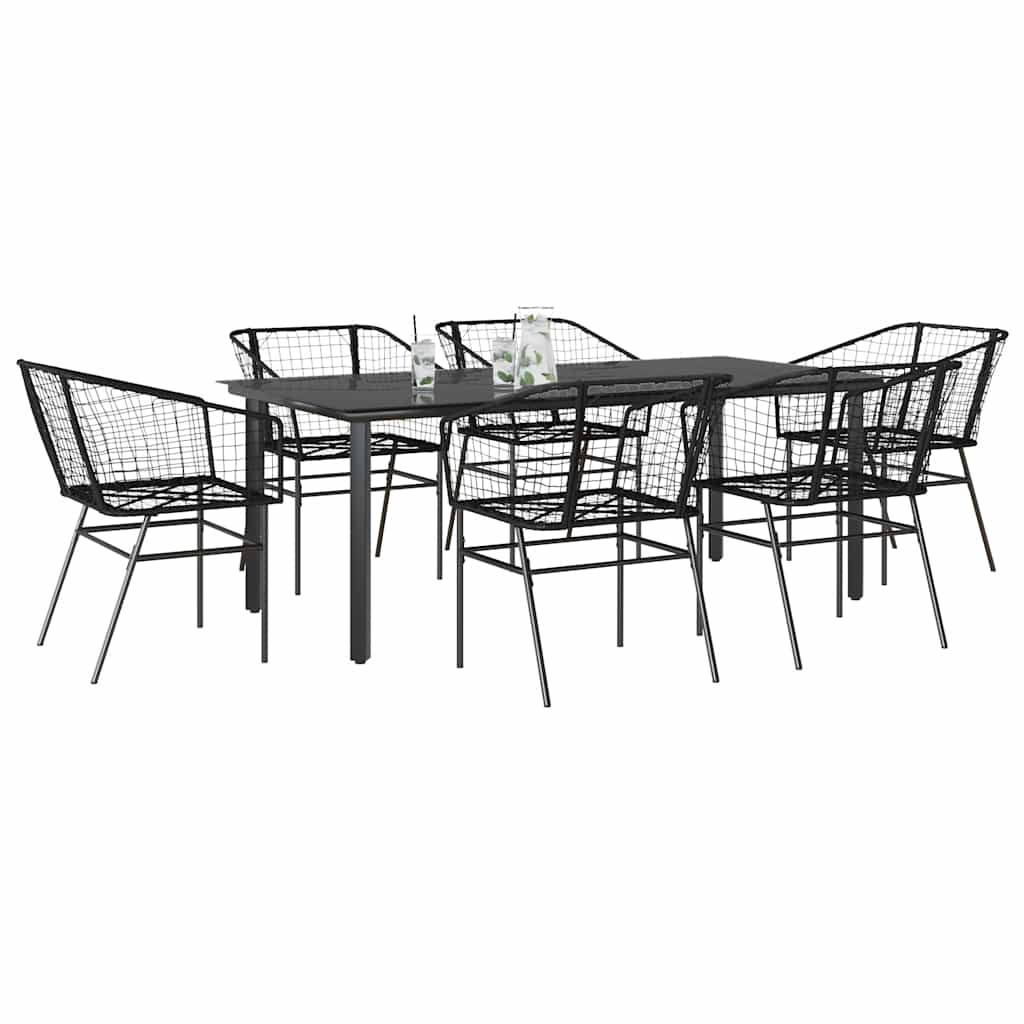 7-delige Tuinset poly rattan glas zwart is nu te koop bij PeponiXL, paradijselijk wonen!