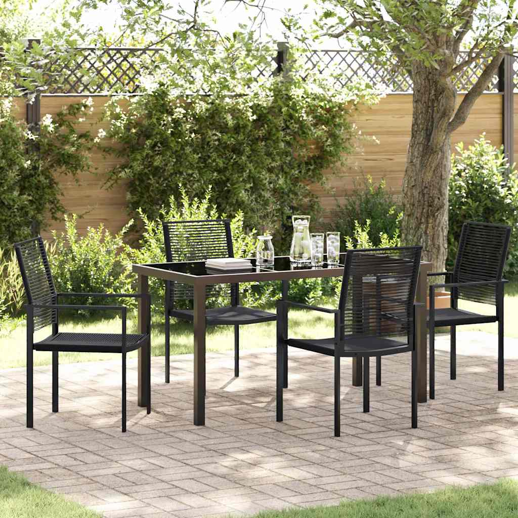 Tuin eettafelset 5 pcs Zwart Gepoedercoat staal is nu te koop bij PeponiXL, paradijselijk wonen!