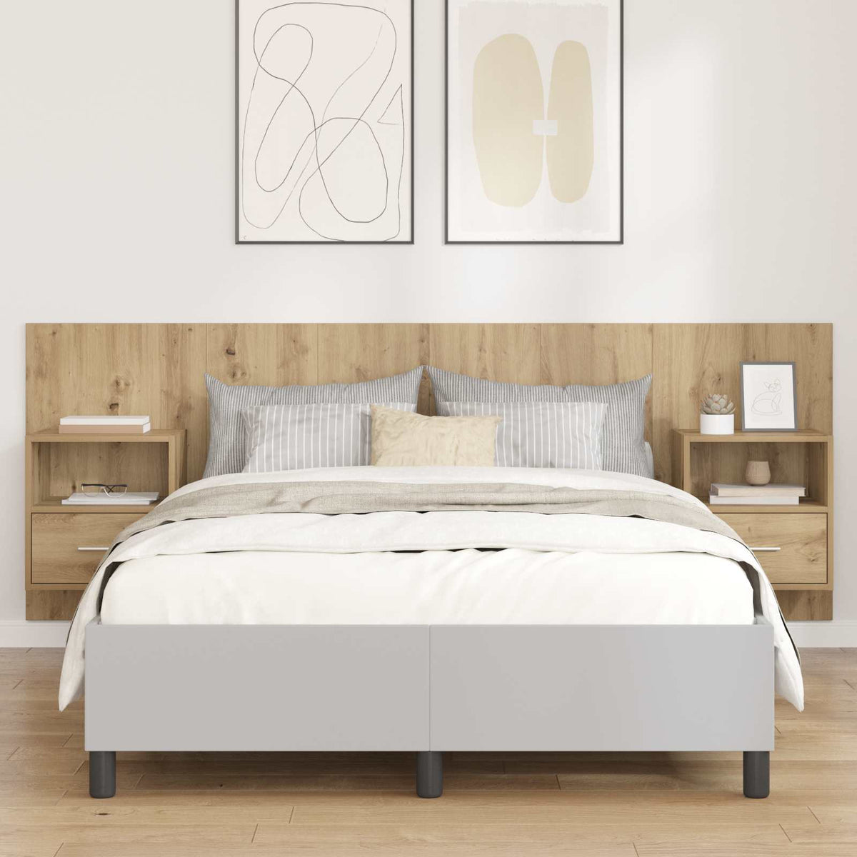 Hoofdbord Met Kast 3 st Artisan Eiken Bewerkt hout is nu te koop bij PeponiXL, paradijselijk wonen!