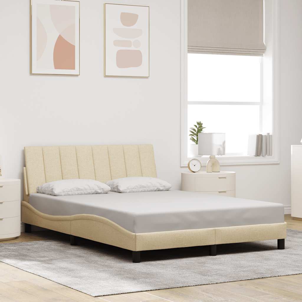 Bedframe zonder matras "Hanko" stof crèmekleurig 140x200 cm is nu te koop bij PeponiXL, paradijselijk wonen!