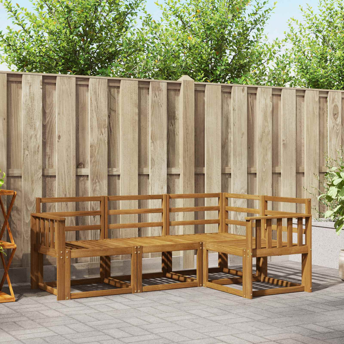 Buiten bankenset 4 pcs Naturel Massief Acaciahout is nu te koop bij PeponiXL, paradijselijk wonen!