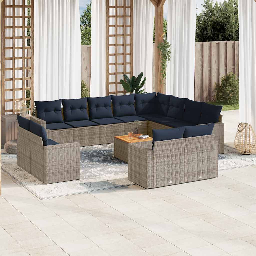 13-delige Loungeset met kussens poly rattan grijs is nu te koop bij PeponiXL, paradijselijk wonen!