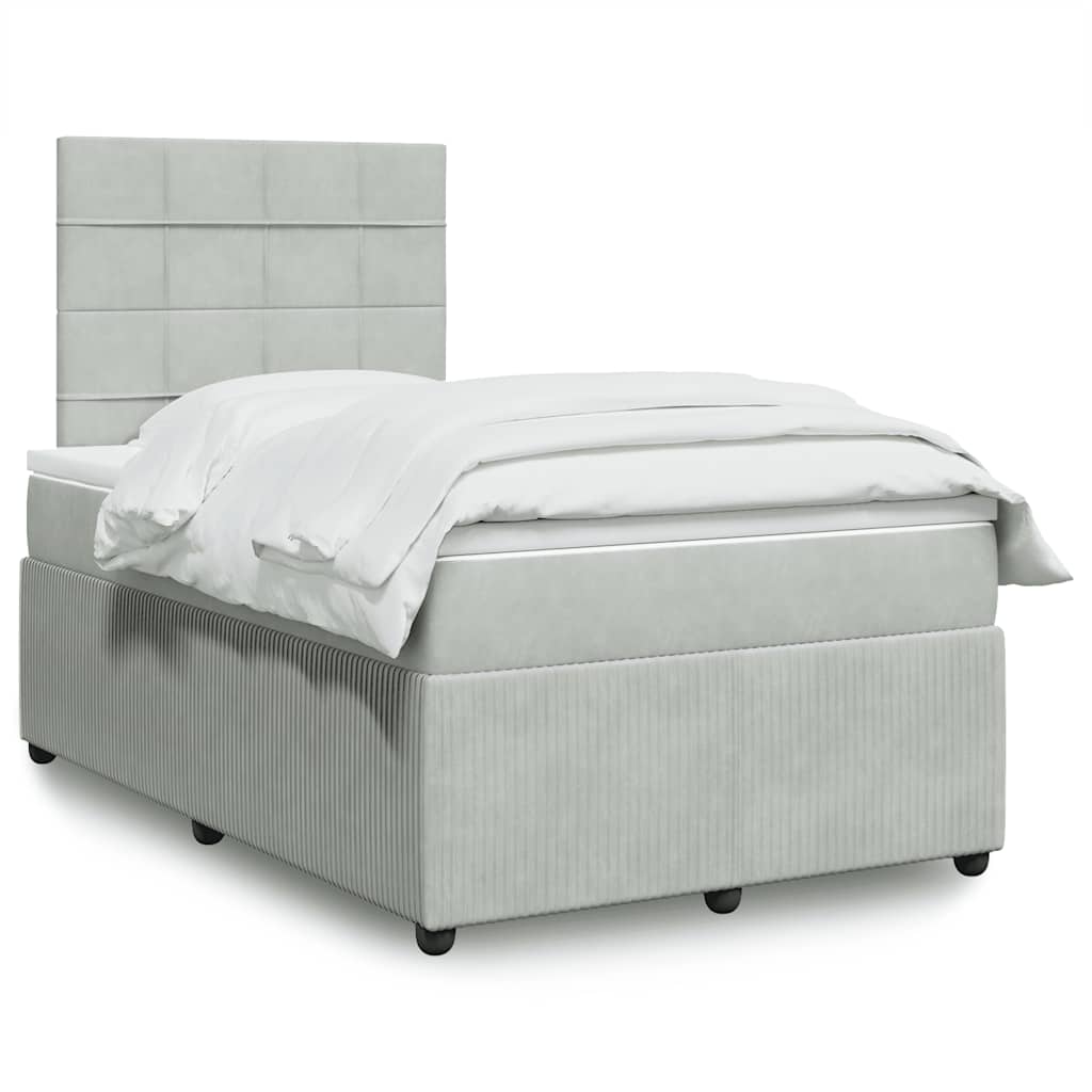 Boxspring met matras fluweel lichtgrijs 120x200 cm is nu te koop bij PeponiXL, paradijselijk wonen!