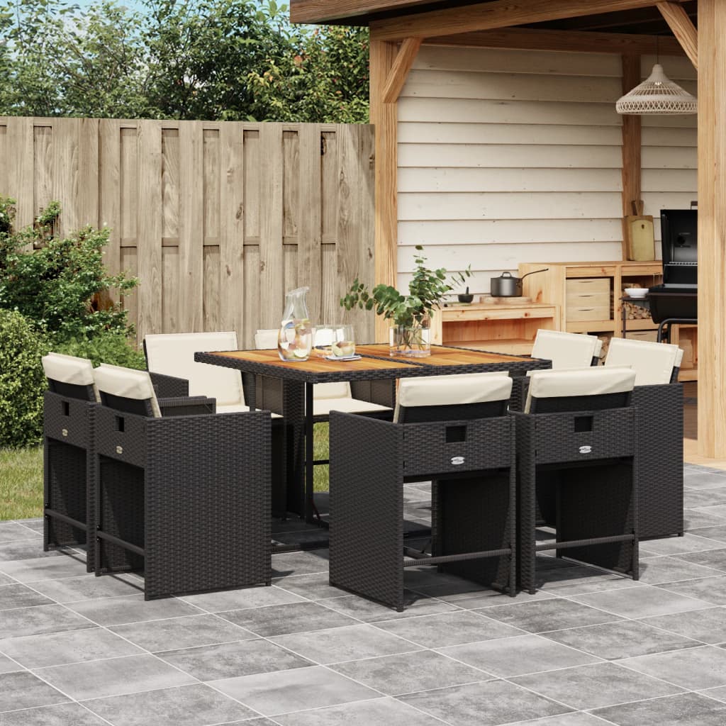 9-delige Tuinset poly rattan zwart is nu te koop bij PeponiXL, paradijselijk wonen!