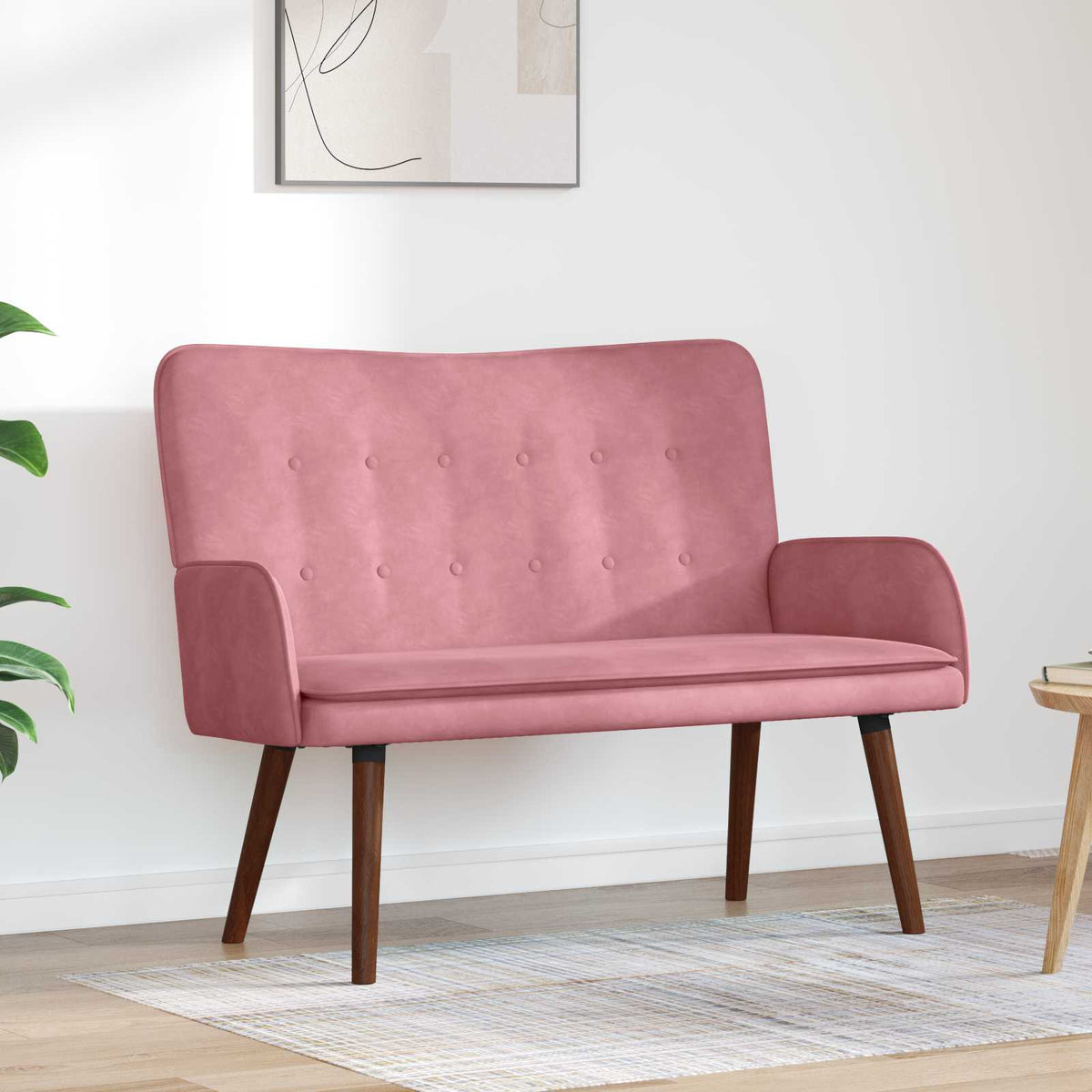 Twee Persoons Sofa Roze 115 x 61 x 87 cm Fluweel is nu te koop bij PeponiXL, paradijselijk wonen!