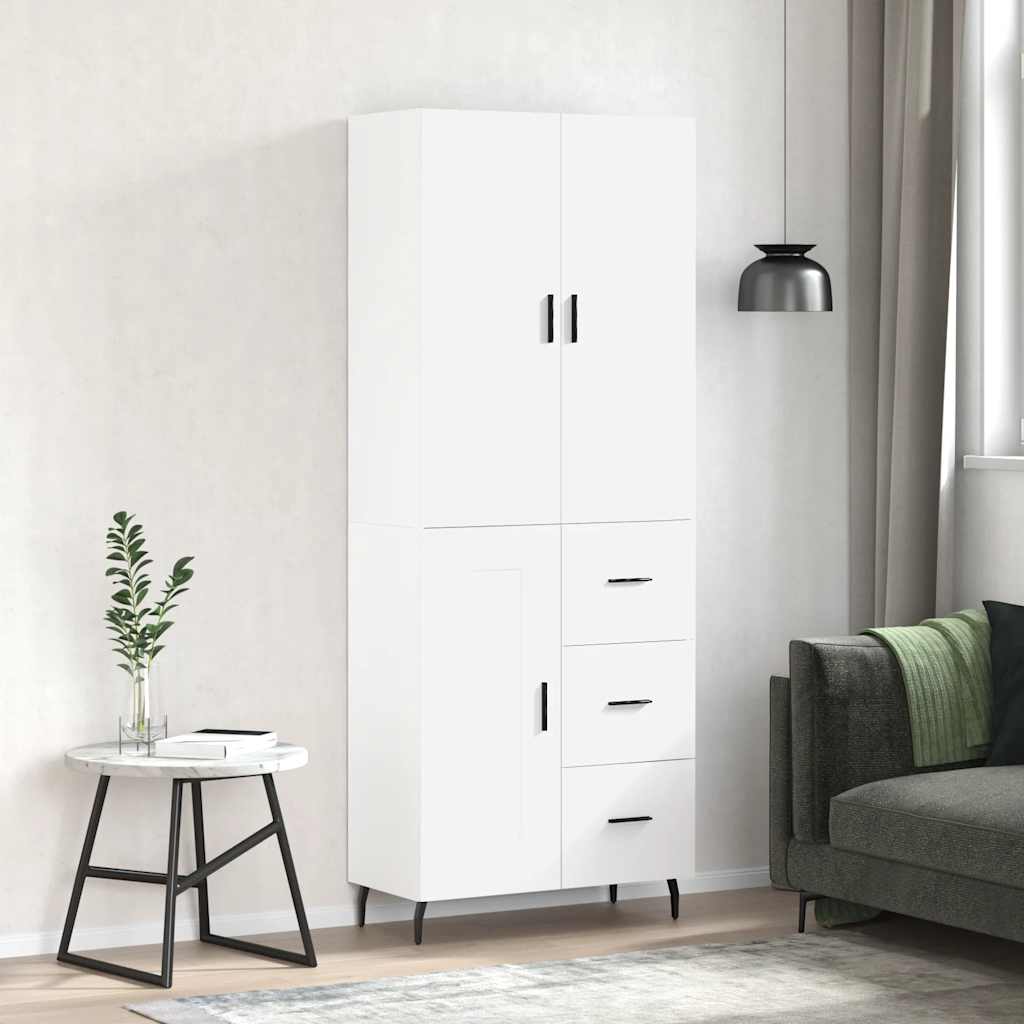 Hoge kast 69,5x34x180 cm bewerkt hout wit is nu te koop bij PeponiXL, paradijselijk wonen!