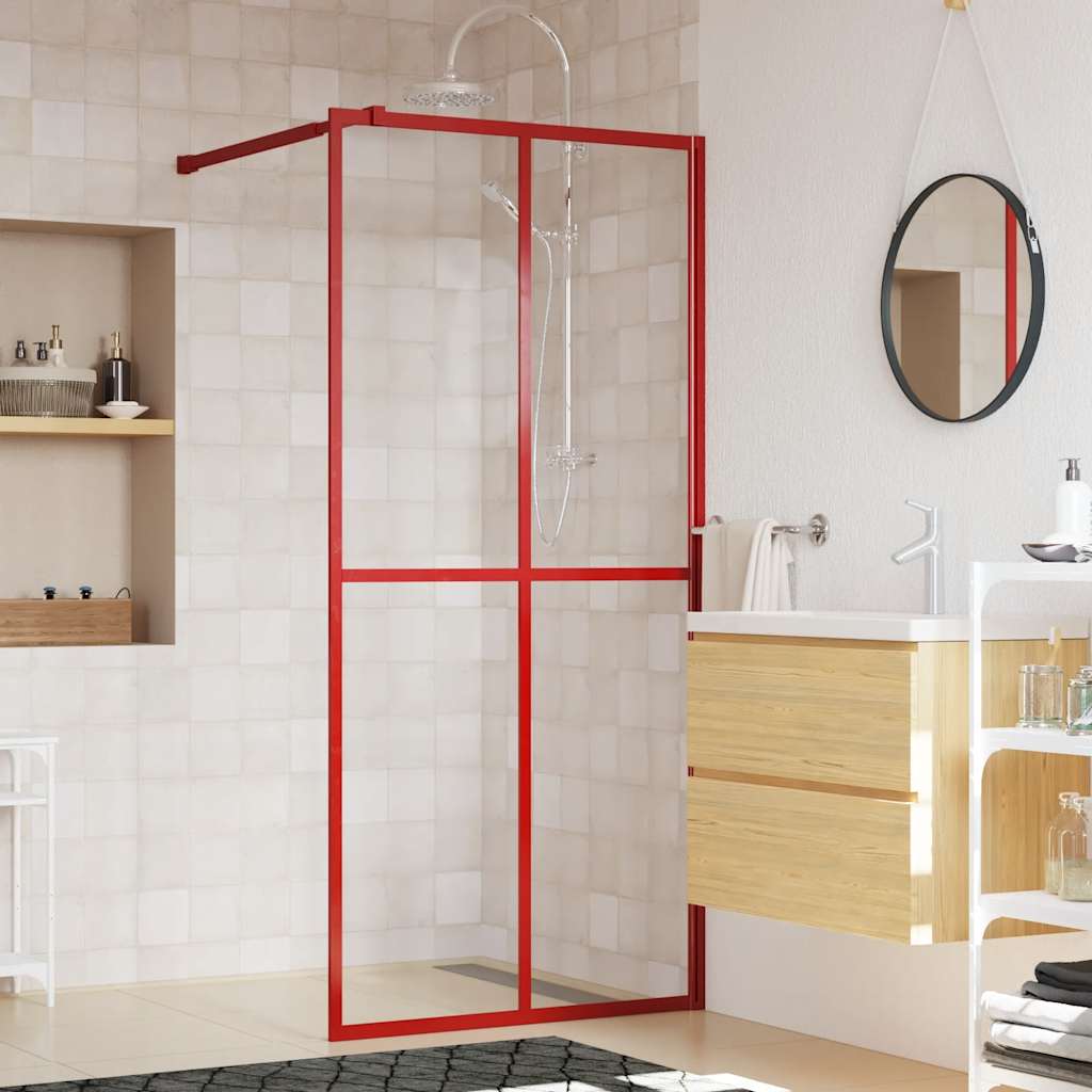 Inloopdouchewand transparant 100x195 cm ESG-glas rood is nu te koop bij PeponiXL, paradijselijk wonen!