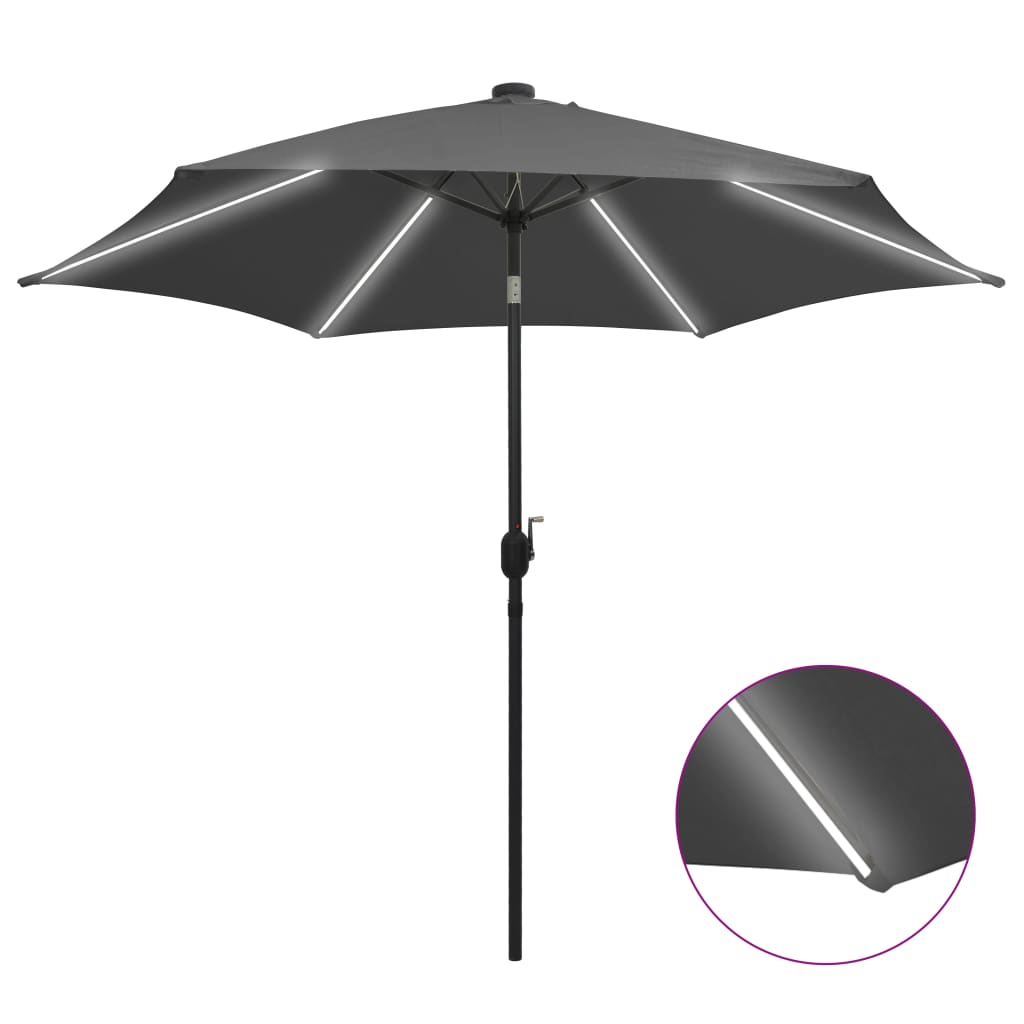 Parasol met LED-verlichting en aluminium paal 300 cm antraciet is nu te koop bij PeponiXL, paradijselijk wonen!