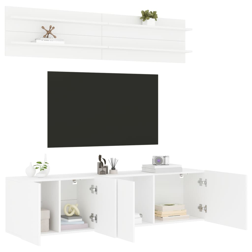6-delige Tv-meubelset bewerkt hout wit is nu te koop bij PeponiXL, paradijselijk wonen!