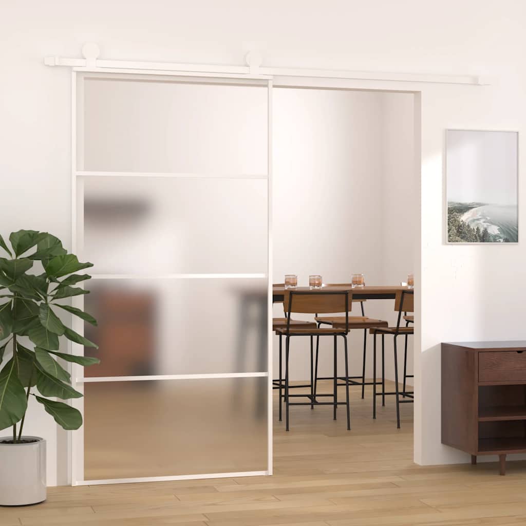 Schuifdeur 102,5x205 cm mat ESG-glas en aluminium wit is nu te koop bij PeponiXL, paradijselijk wonen!