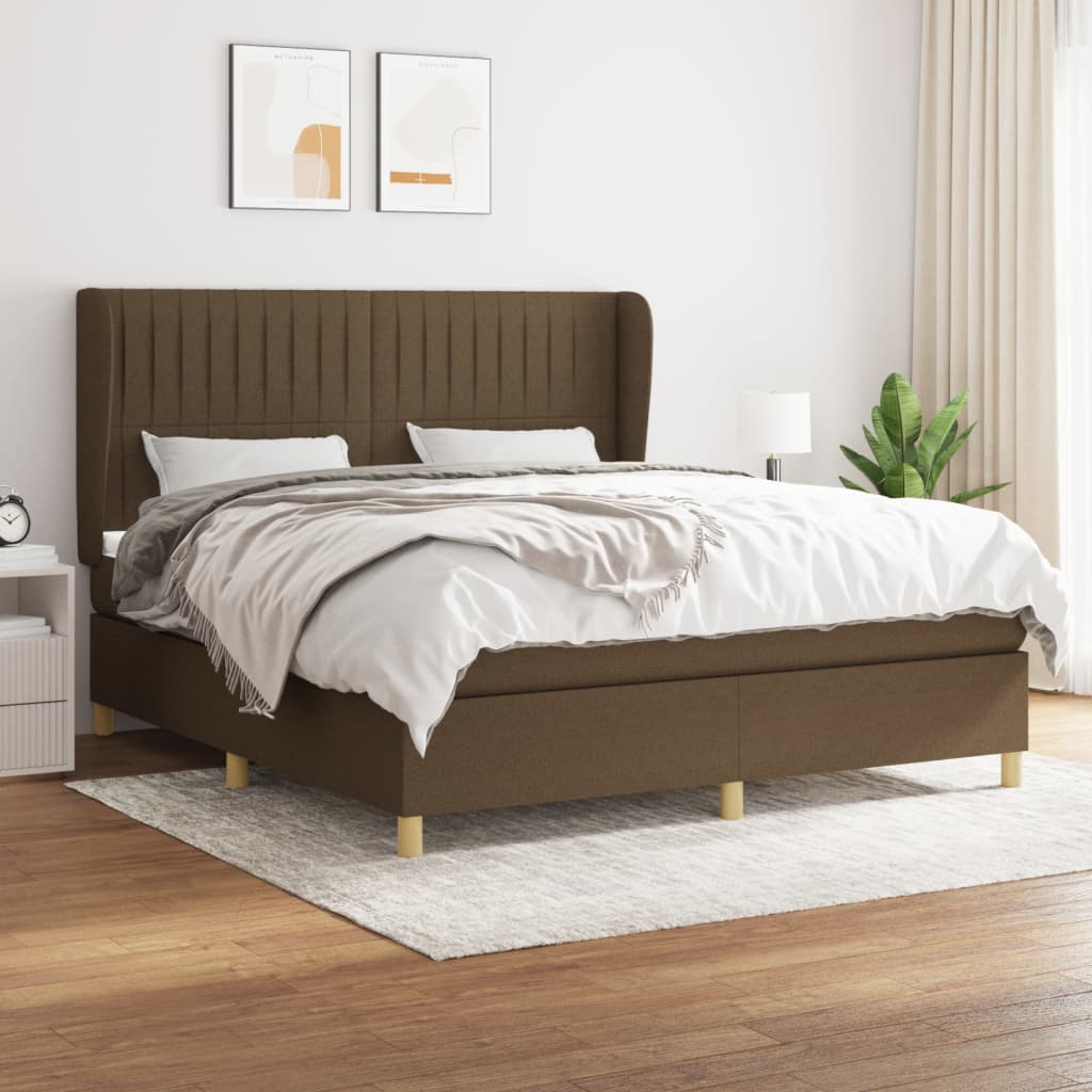 Boxspring met matras stof donkerbruin 160x200 cm is nu te koop bij PeponiXL, paradijselijk wonen!