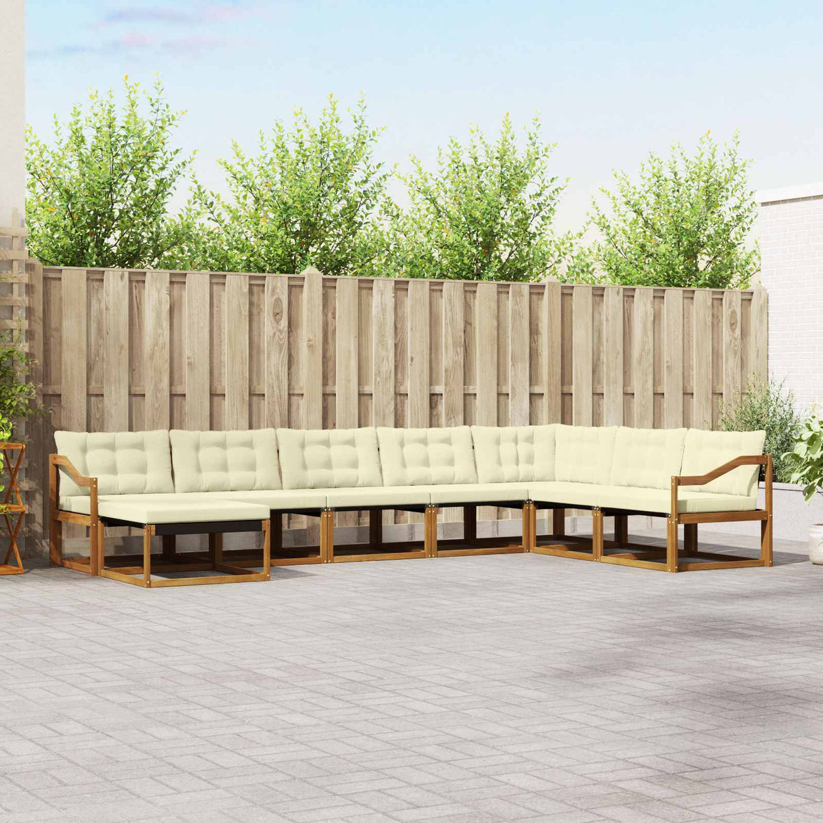 Buiten bankenset met kussen 8 pcs Natuurlijk en Crème is nu te koop bij PeponiXL, paradijselijk wonen!