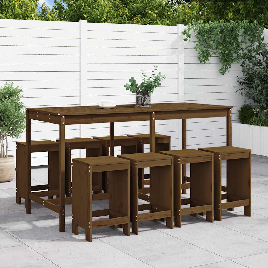 9-delige Tuinbarset massief grenenhout honingbruin is nu te koop bij PeponiXL, paradijselijk wonen!