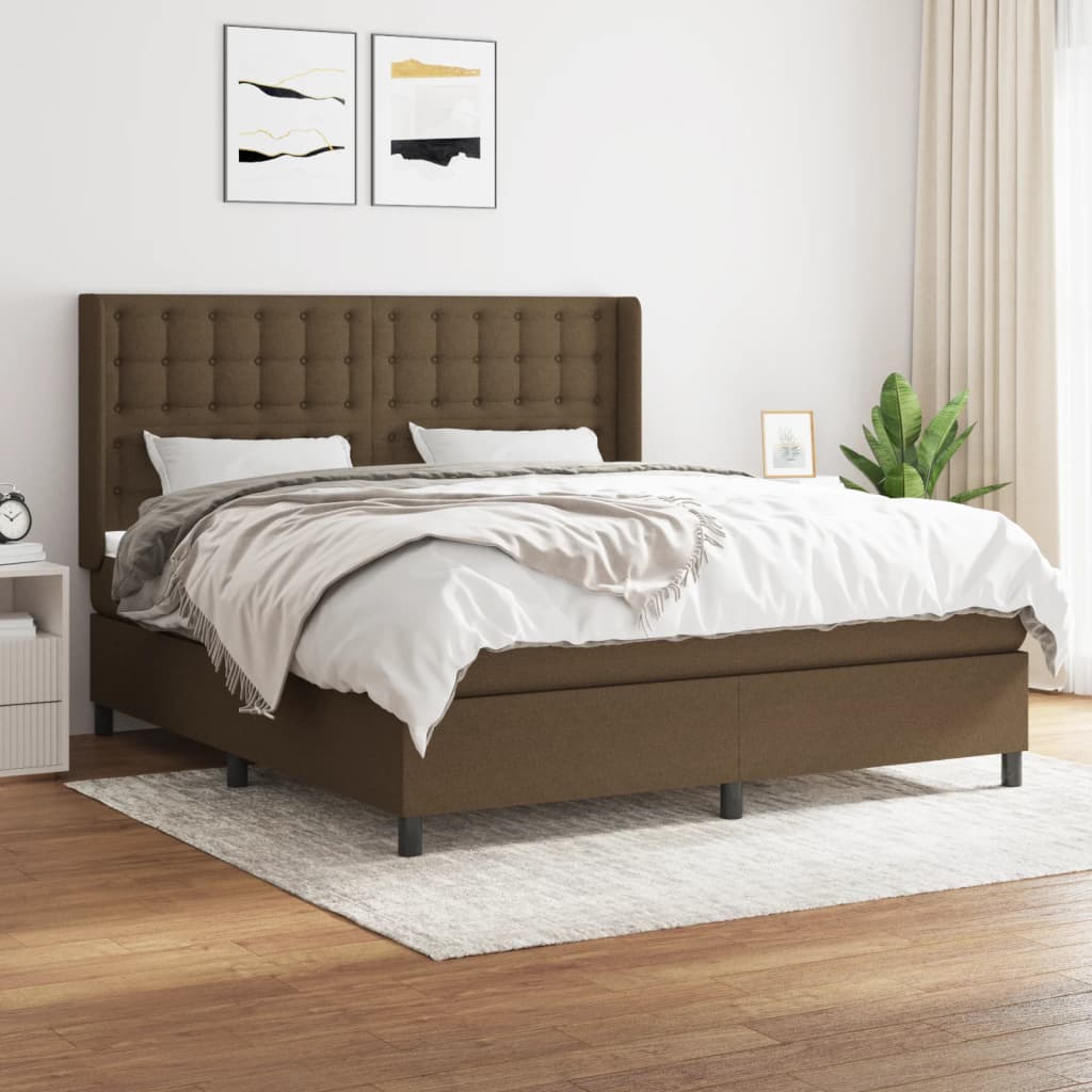 Boxspring met matras stof donkerbruin 160x200 cm is nu te koop bij PeponiXL, paradijselijk wonen!