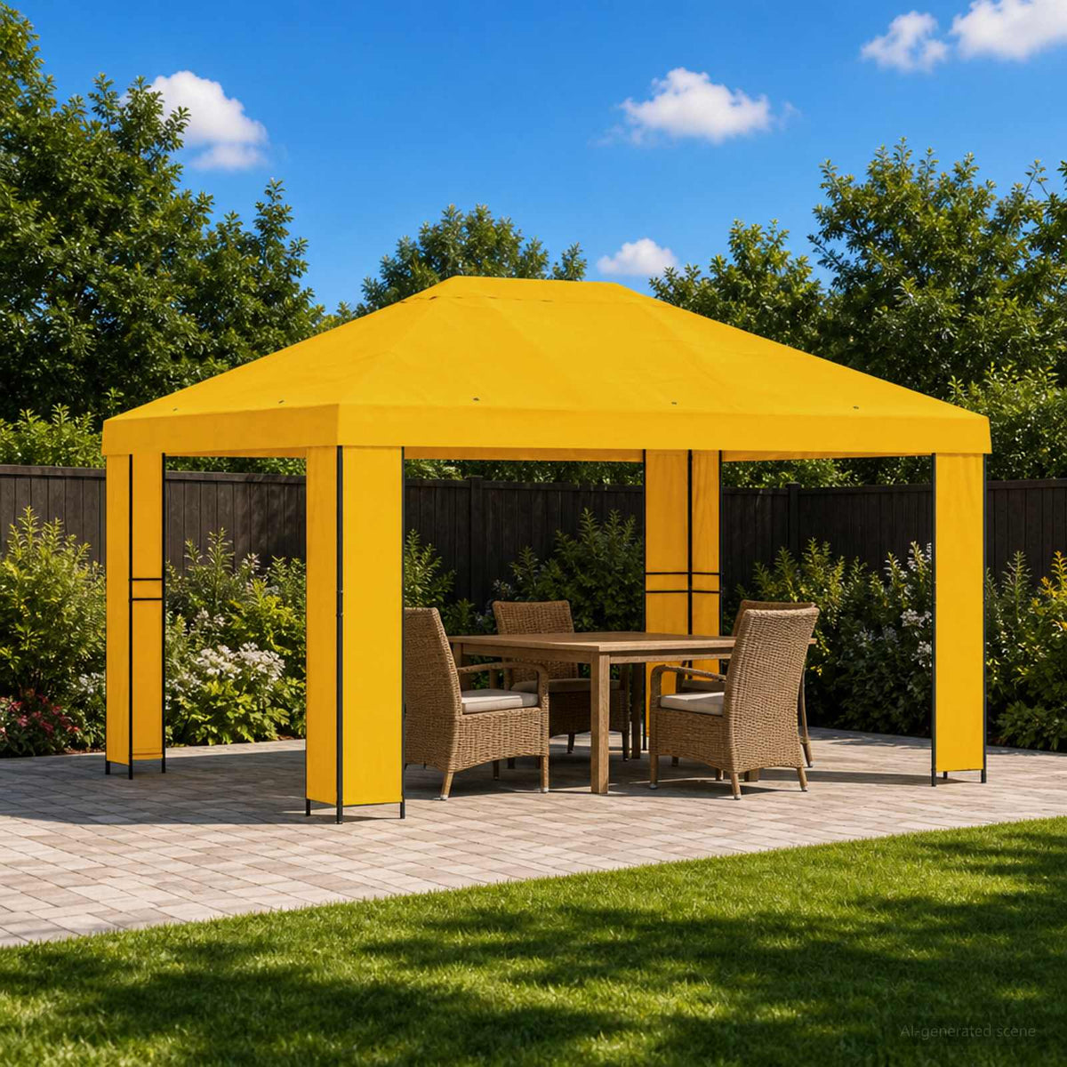 Prieel 4 × 3 m Geel Polyester en staal 190 is nu te koop bij PeponiXL, paradijselijk wonen!