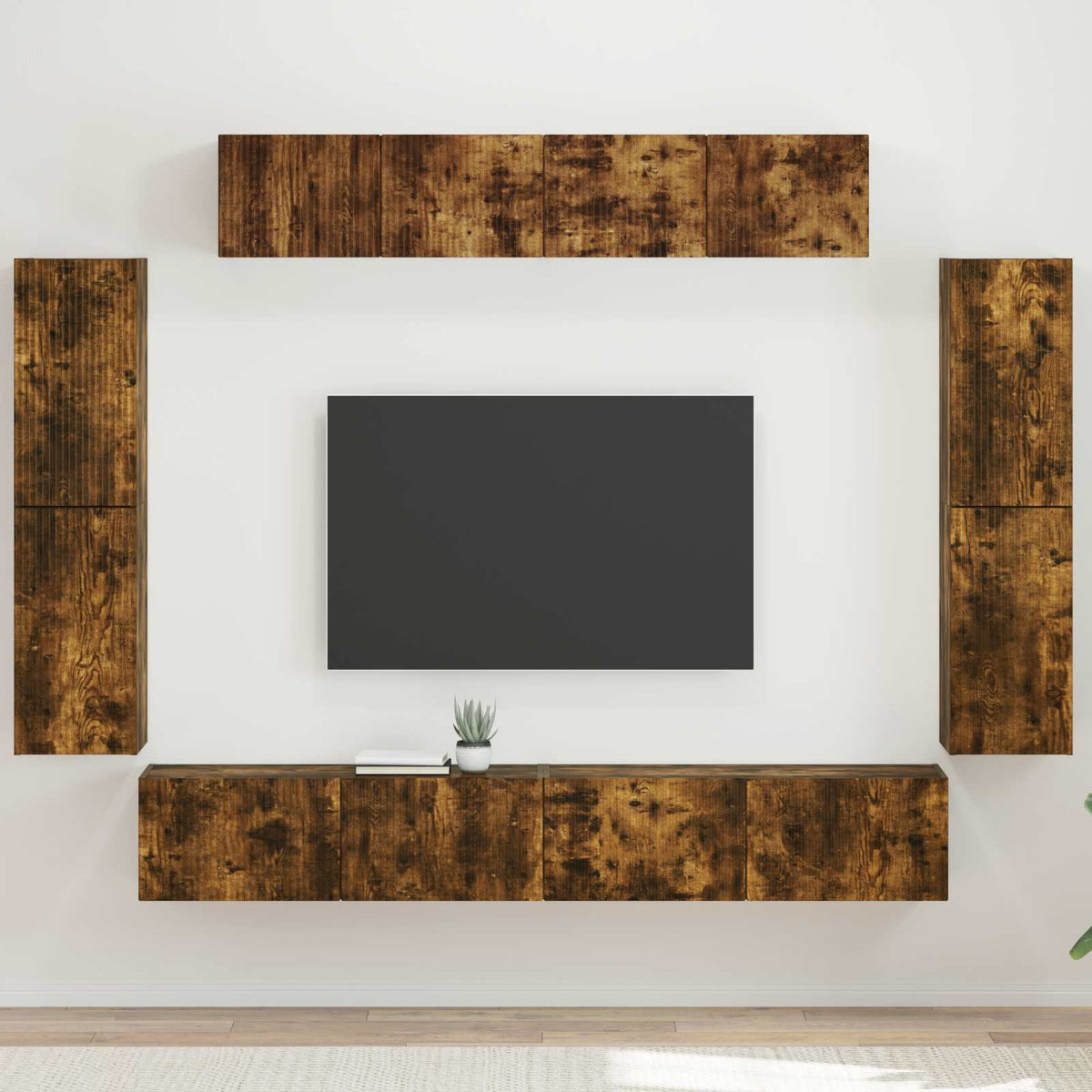 TV-kast 8 pcs Gerookt eiken is nu te koop bij PeponiXL, paradijselijk wonen!