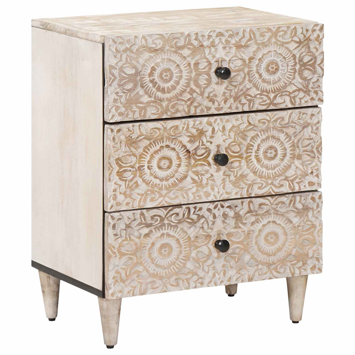 Bed kast met lade Wit 50 x 33 x 60 cm Massief Mango Hout is nu te koop bij PeponiXL, paradijselijk wonen!