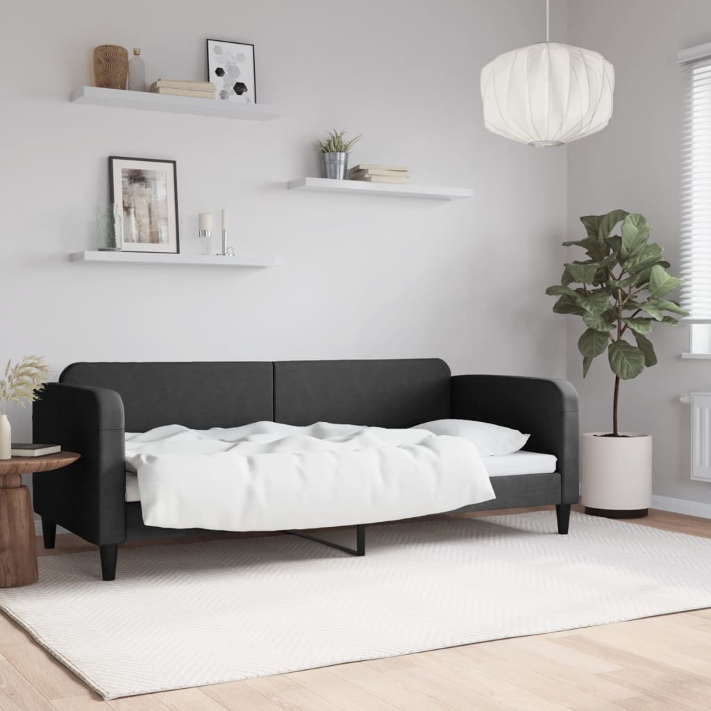 Slaapbank 80x200 cm stof zwart is nu te koop bij PeponiXL, paradijselijk wonen!