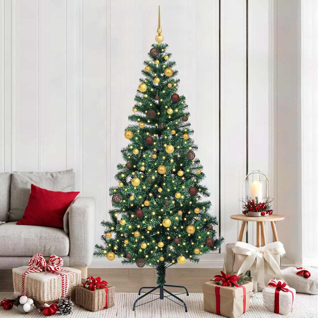 Kunstmatig Voorverlicht Kerstboom Groen 210 cm PVC en Metaal is nu te koop bij PeponiXL, paradijselijk wonen!