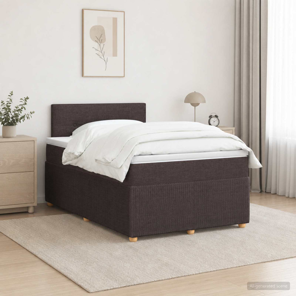 Boxspringbed met matras Donkerbruin 120 x 200 cm Stof is nu te koop bij PeponiXL, paradijselijk wonen!