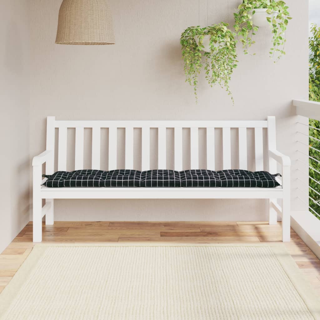 Tuinbankkussen 180x50x7 cm oxford stof ruitpatroon zwart is nu te koop bij PeponiXL, paradijselijk wonen!