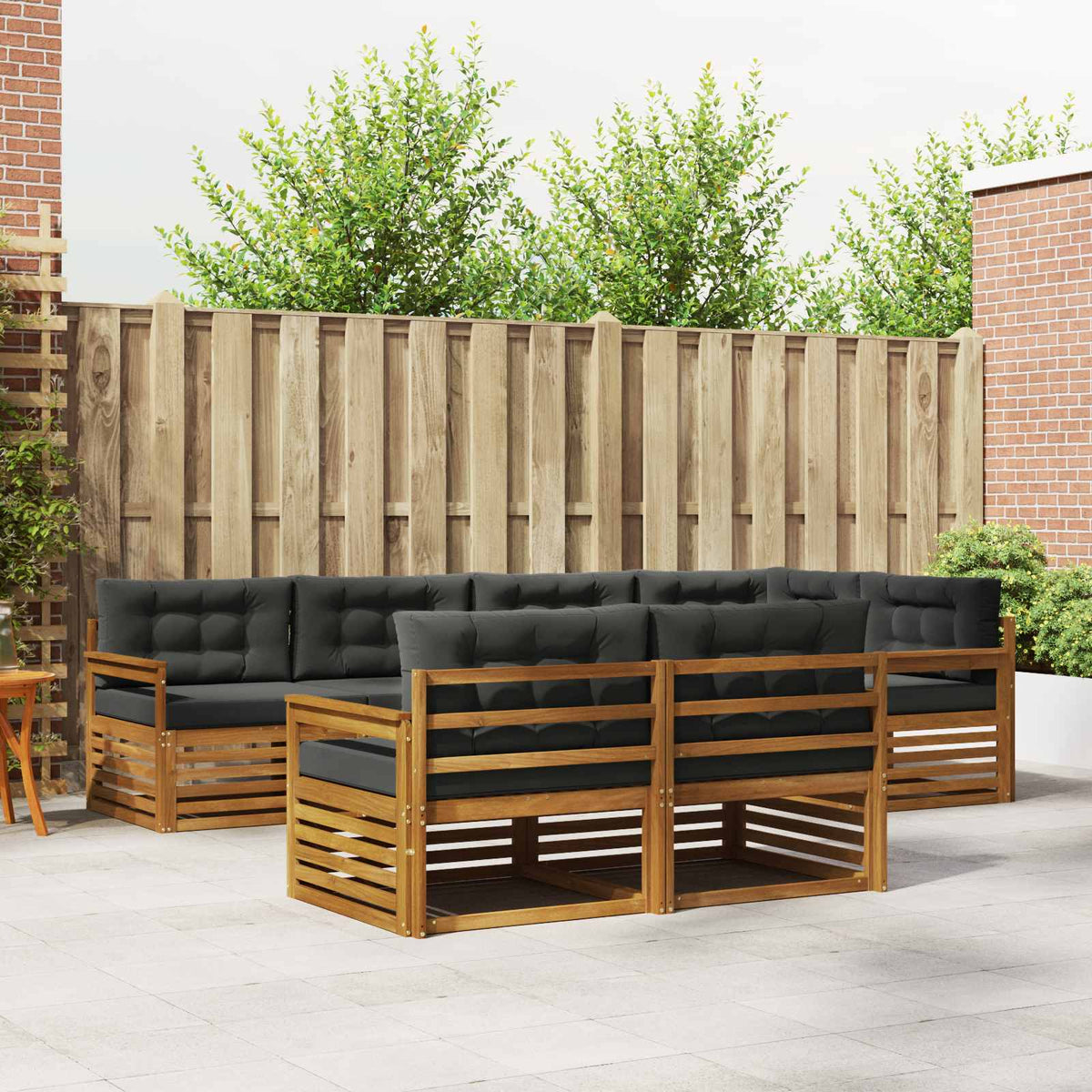 Buiten bankenset met kussen 7 pcs Natuurlijk en Antraciet is nu te koop bij PeponiXL, paradijselijk wonen!