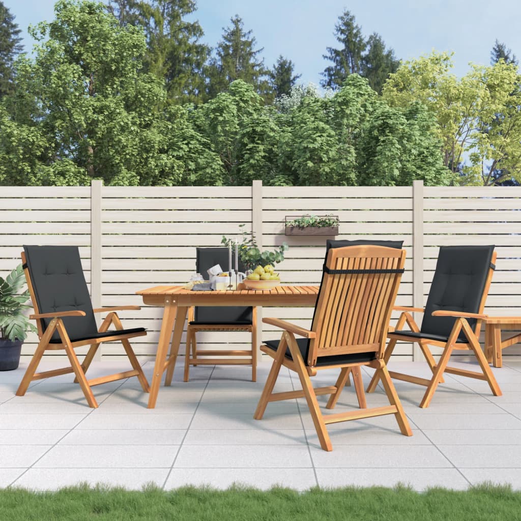 Tuinstoelen 4 st verstelbaar met kussens massief teakhout is nu te koop bij PeponiXL, paradijselijk wonen!