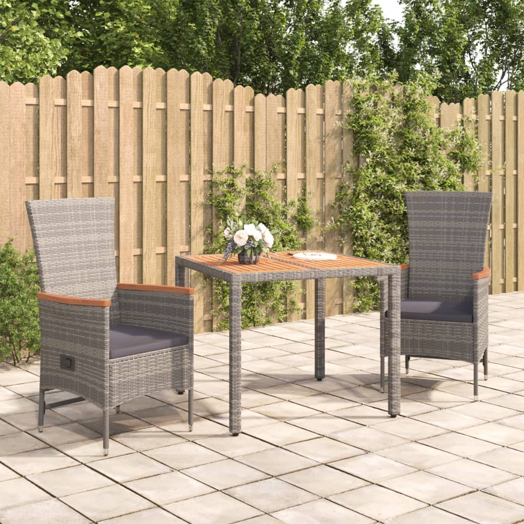 3-delige Tuinset met kussens poly rattan grijs is nu te koop bij PeponiXL, paradijselijk wonen!