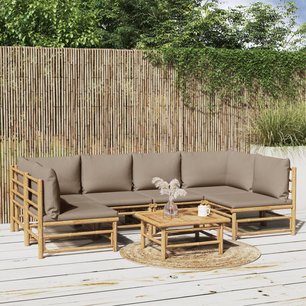 7-delige Loungeset met kussens bamboe taupe is nu te koop bij PeponiXL, paradijselijk wonen!