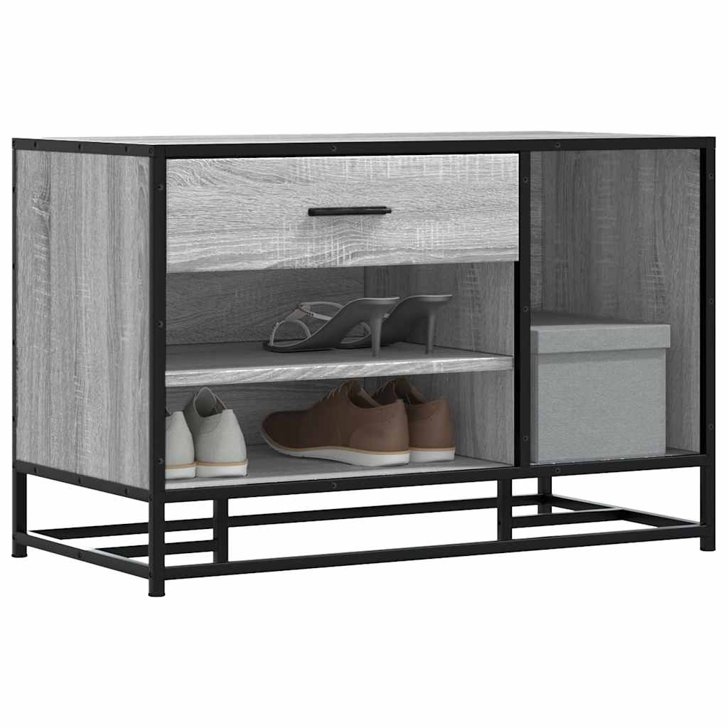 Schoenenbank 80x40x53,5 cm bewerkt hout en metaal grijs sonoma is nu te koop bij PeponiXL, paradijselijk wonen!