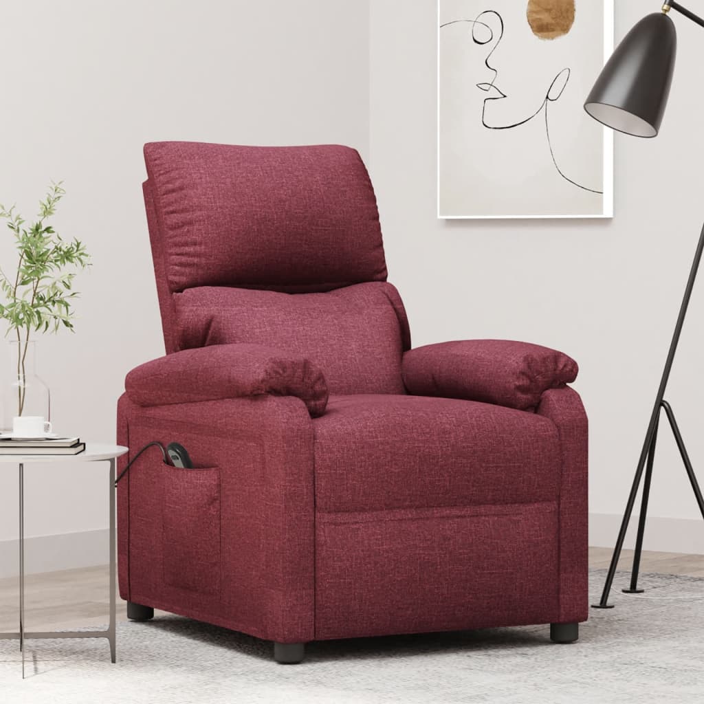 Fauteuil verstelbaar elektrisch stof wijnrood is nu te koop bij PeponiXL, paradijselijk wonen!