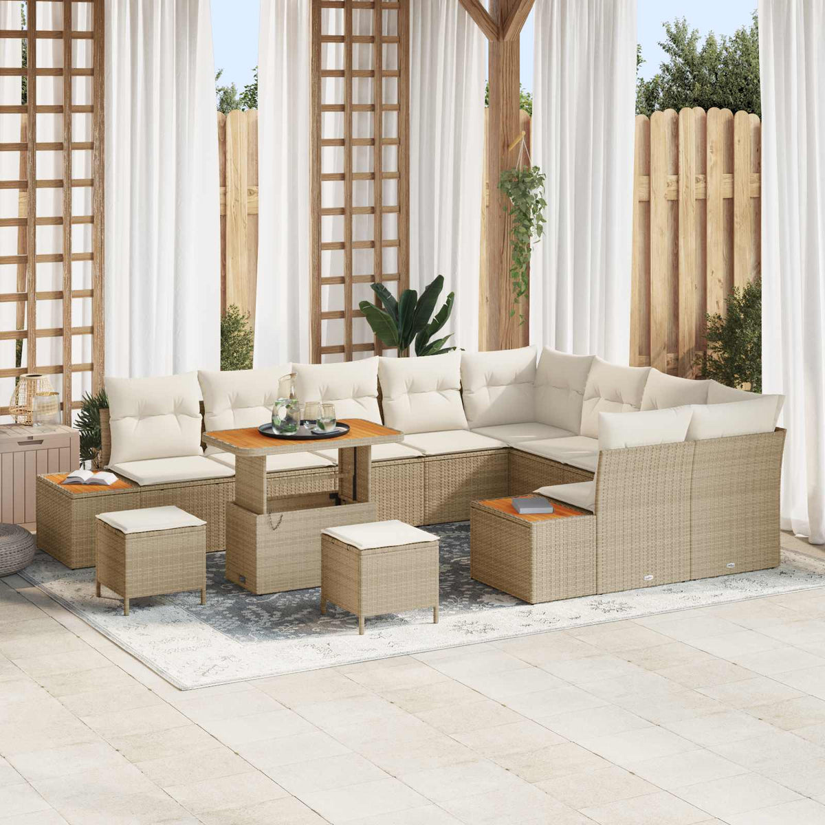 Tuinbankenset met kussen 12 pcs Beige en Crème is nu te koop bij PeponiXL, paradijselijk wonen!