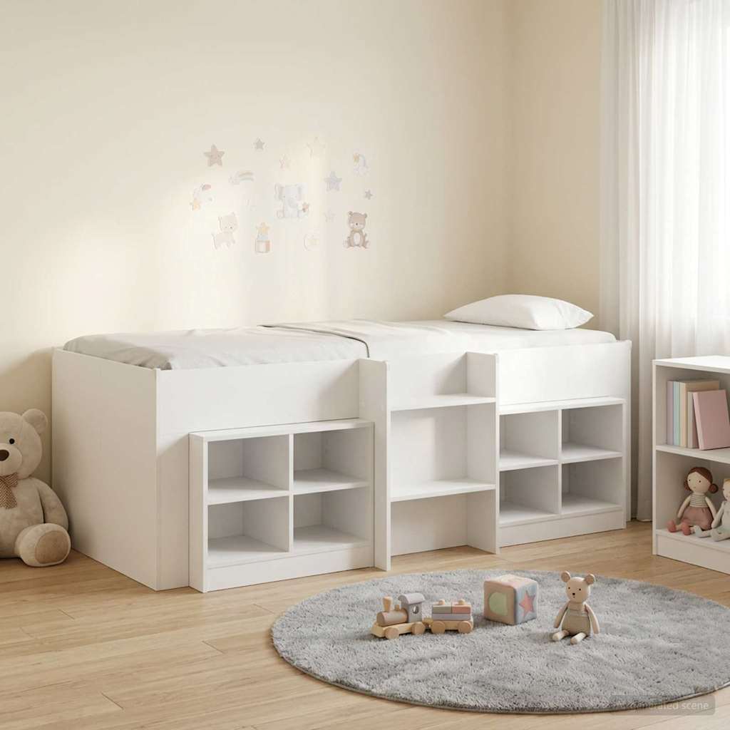 Loft Bed Frame met Kast met plank 3 st Wit Bewerkt hout is nu te koop bij PeponiXL, paradijselijk wonen!