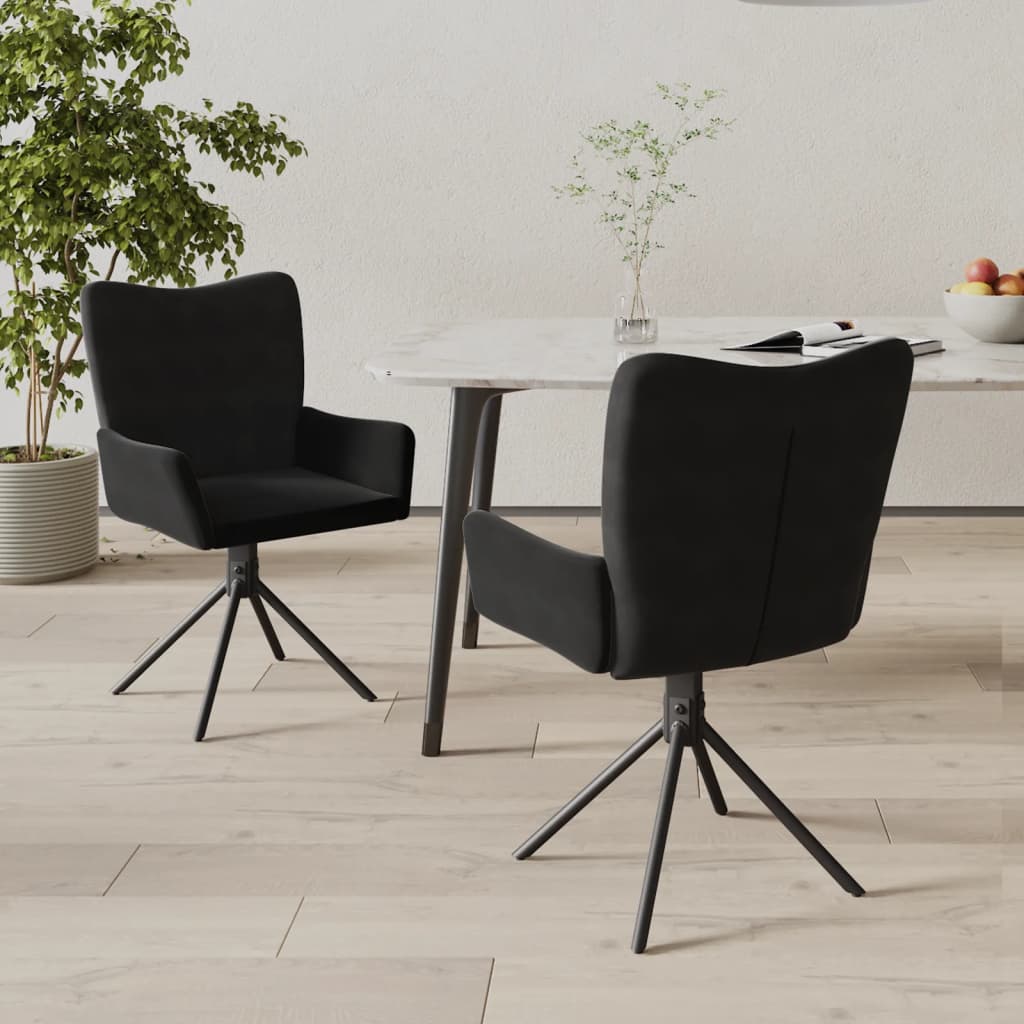 Eetkamerstoelen draaibaar 2 st fluweel zwart is nu te koop bij PeponiXL, paradijselijk wonen!