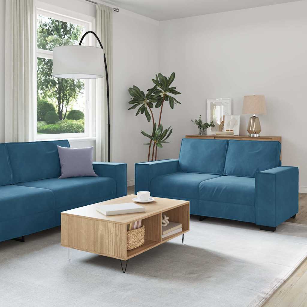 3-delige Loungeset met kussens fluweel blauw is nu te koop bij PeponiXL, paradijselijk wonen!