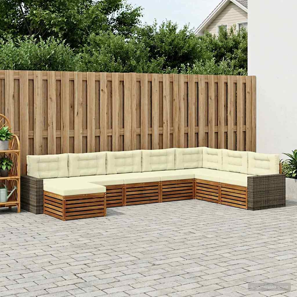 Buiten bankenset met kussen 8 pcs Natuurlijk en Crème is nu te koop bij PeponiXL, paradijselijk wonen!