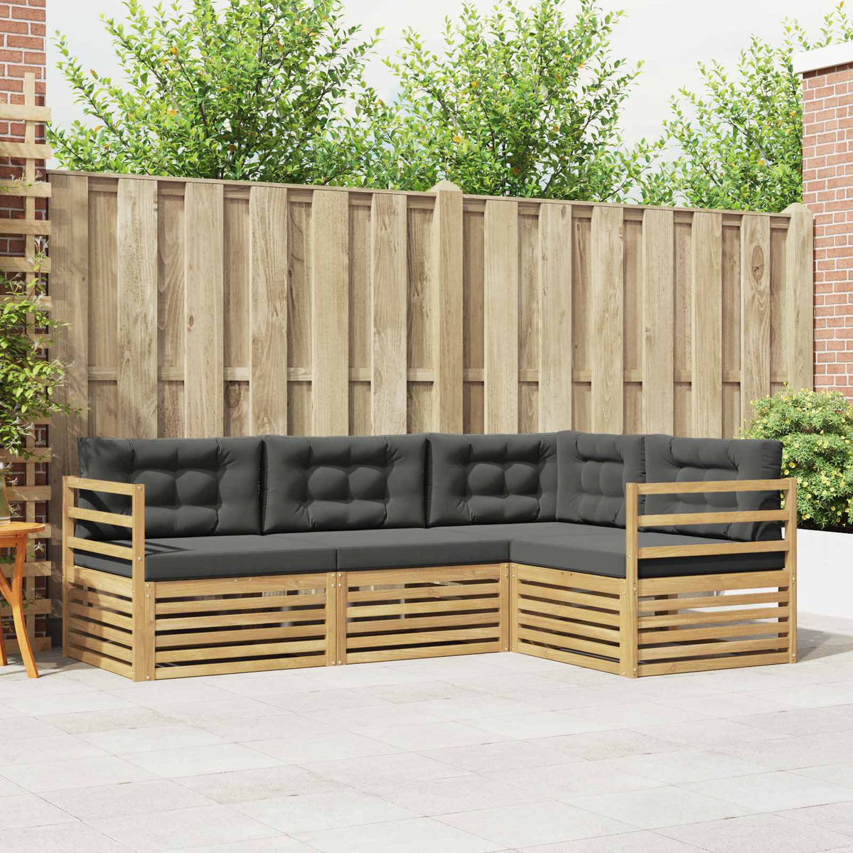 Buiten bankenset 4 pcs Wit en antracietkleurig is nu te koop bij PeponiXL, paradijselijk wonen!
